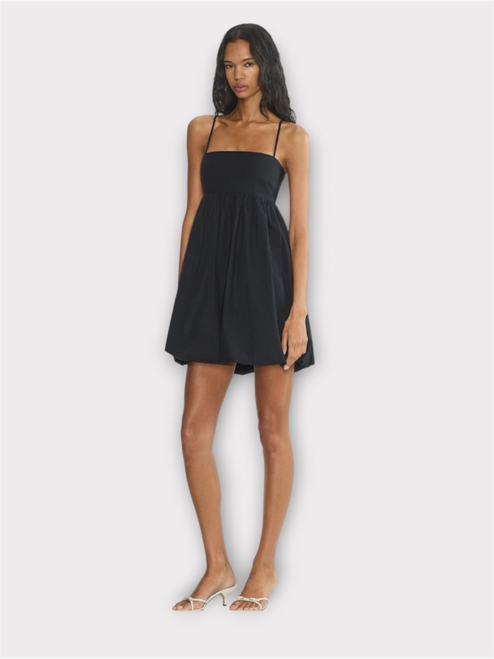 ARITZIA Sunday Best Elio Poplin Bubble Mini Dress Black Babydoll - Picture 5 of 16